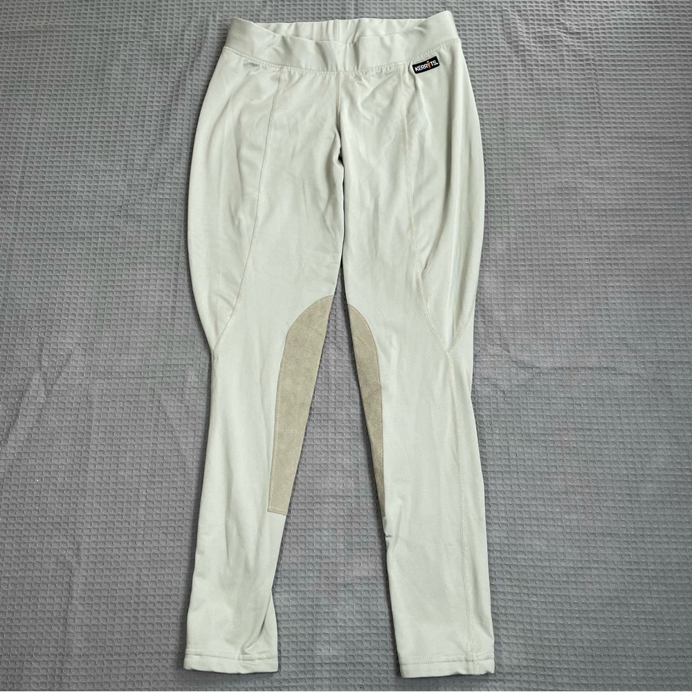Kerrits Knee Patch Riding Leggings Pants Large Womens Khaki Tan Stretch
